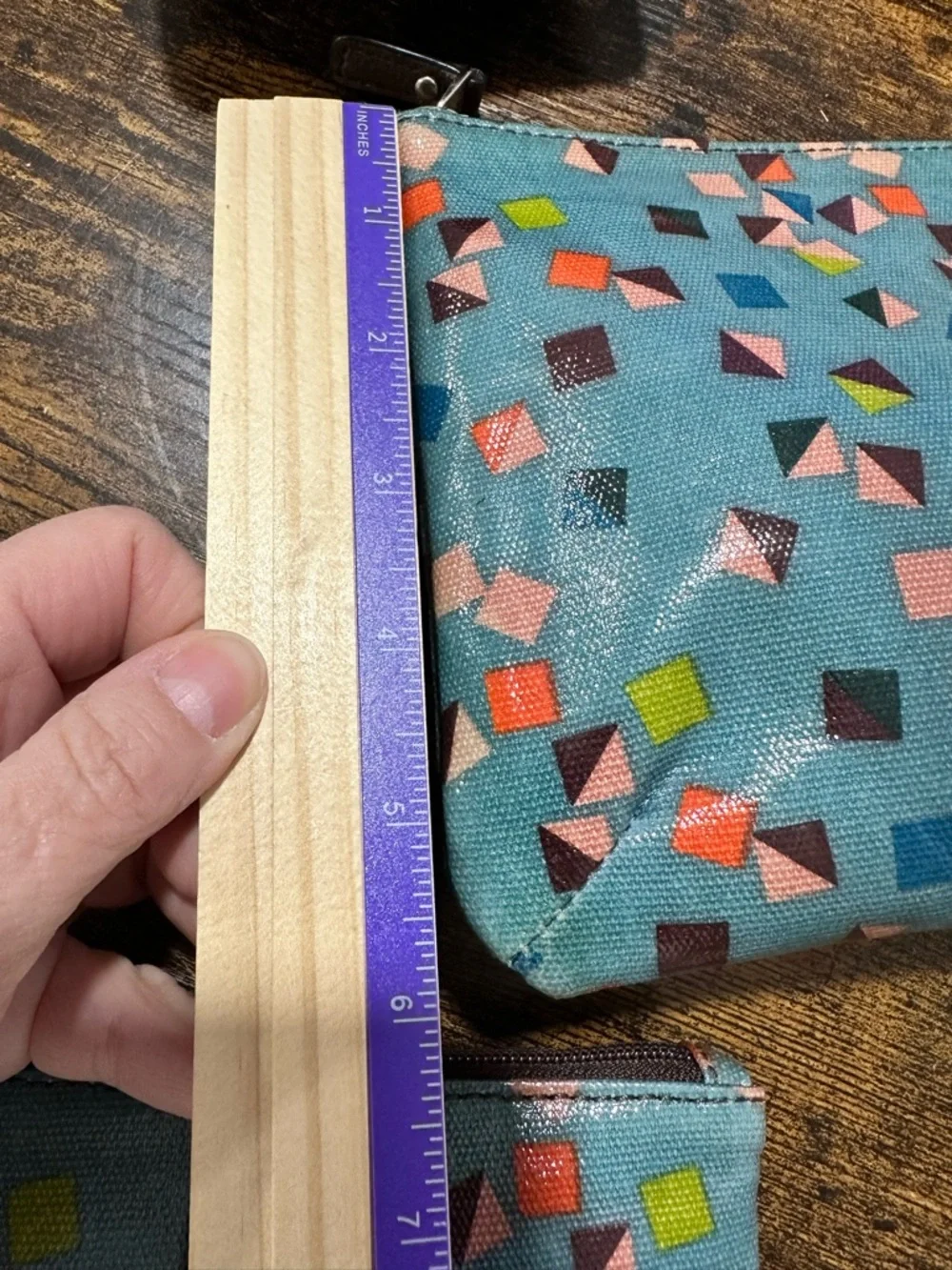 Fossil Printed Coated Canvas Cosmetic Bag Set (2-Piece) Teal Multi - Picture 8 of 8